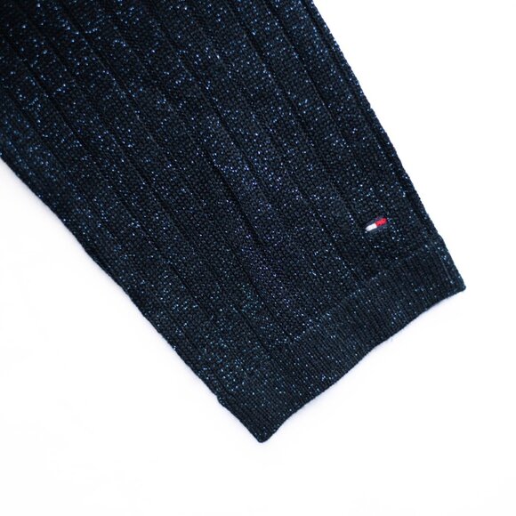 Tommy Hilfiger Womens XXL Blue Metallic V-Neck Pullover Sweater Glam Holyday NWT - Picture 3 of 7